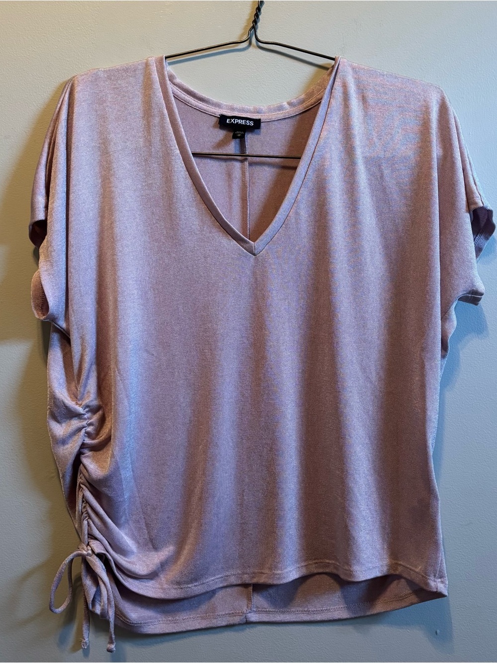 Express Dusty Mauve V-Neck Side-Tie Dolman Top